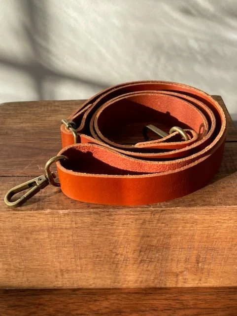 Leather Crossbody Strap in Cognac