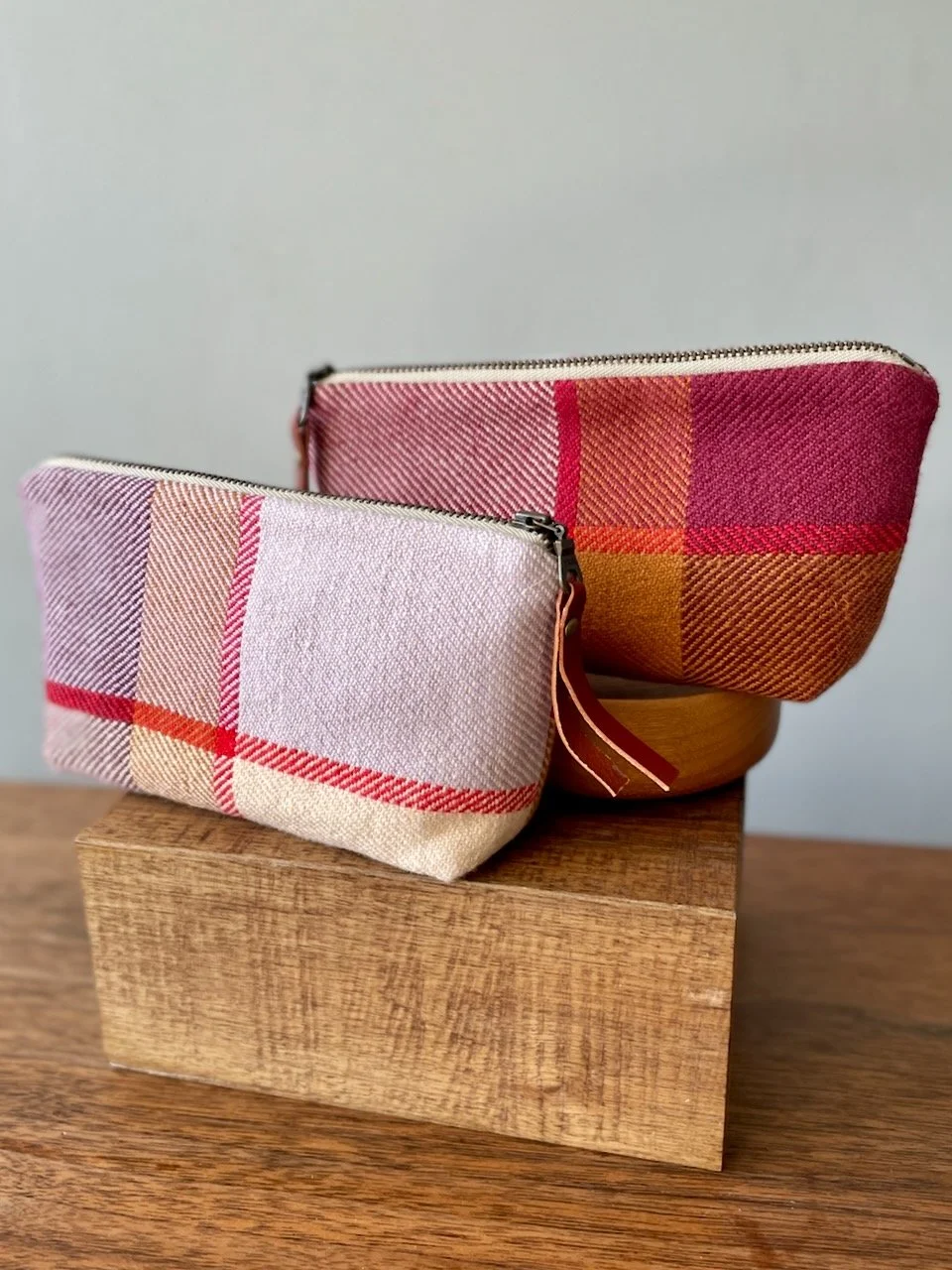 Stripe Variations Pouch in Ochre and Lilac