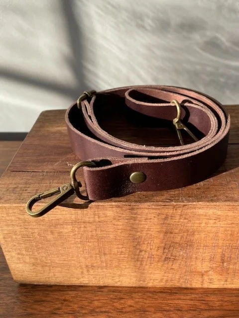 Leather Crossbody Strap in Dark Brown