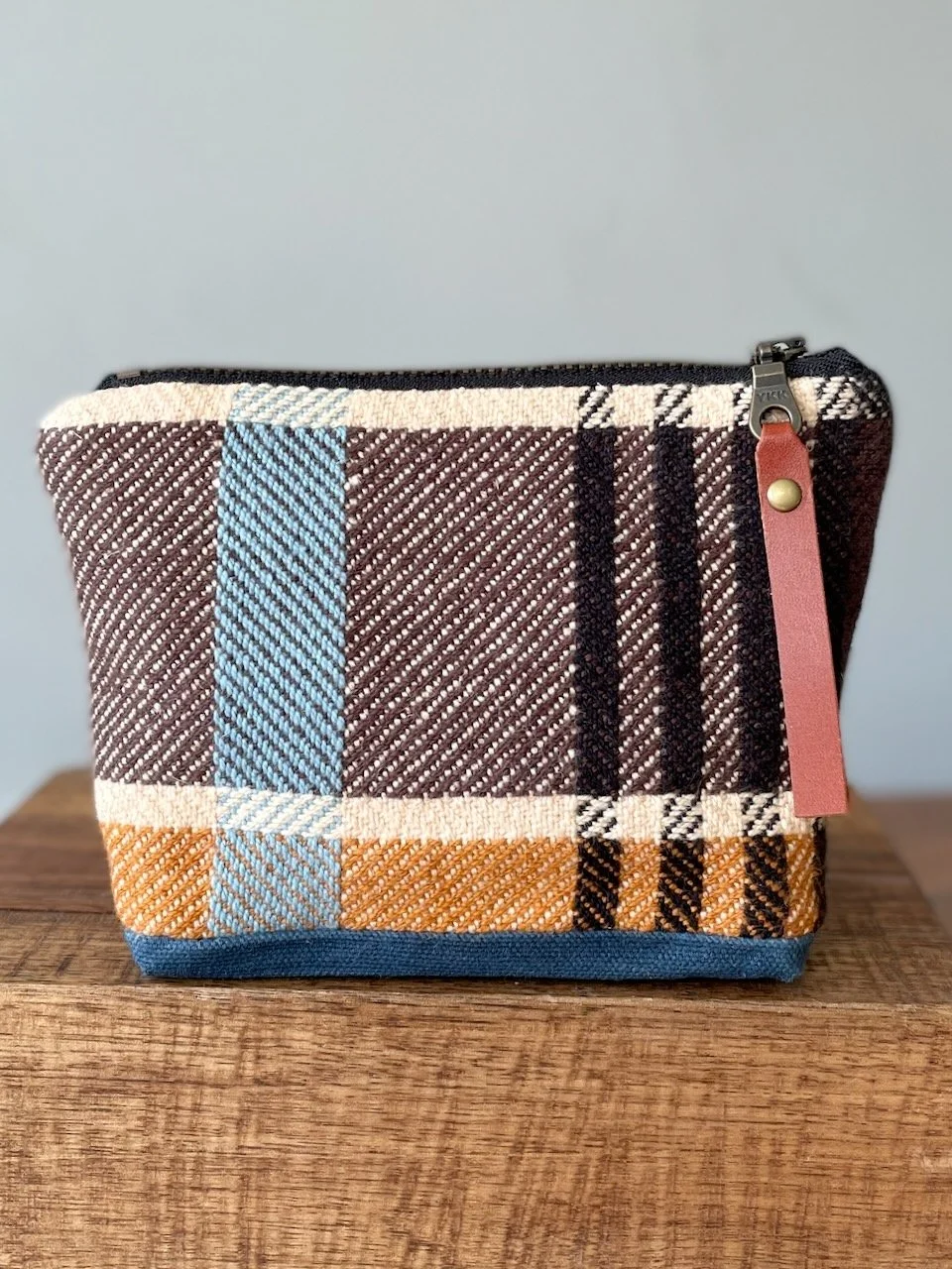 Almond and Indigo Small Notions Pouch