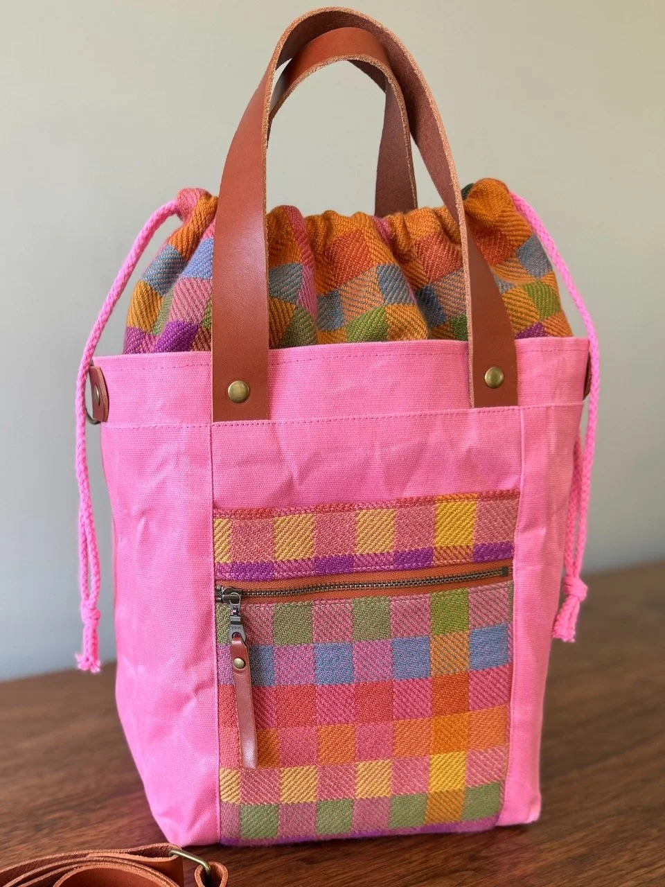 Pink Drawstring Project Tote