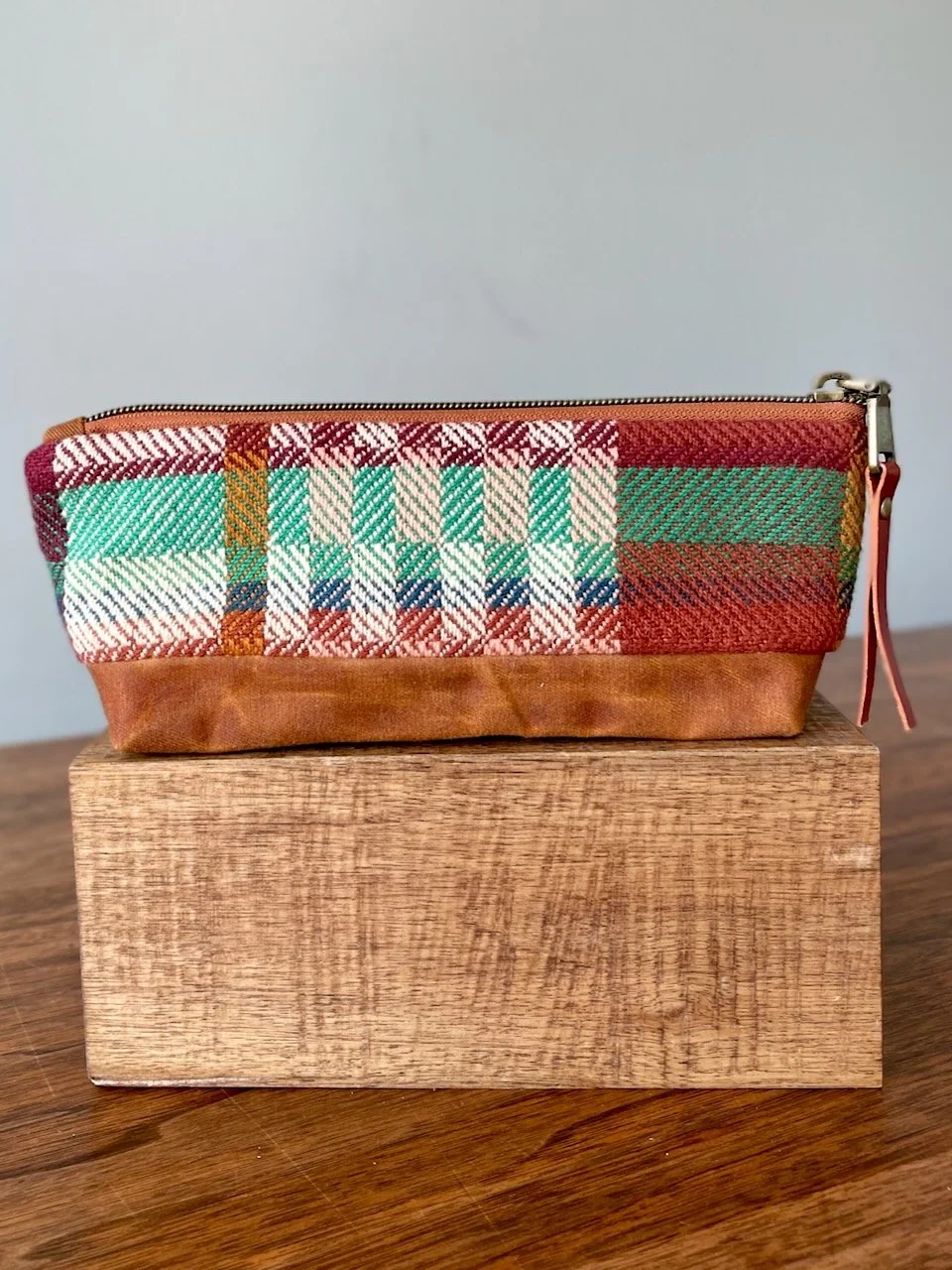 Emerald and Honey Check Notions Pouch