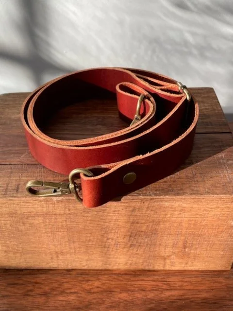 Leather Crossbody Strap in Mahogany