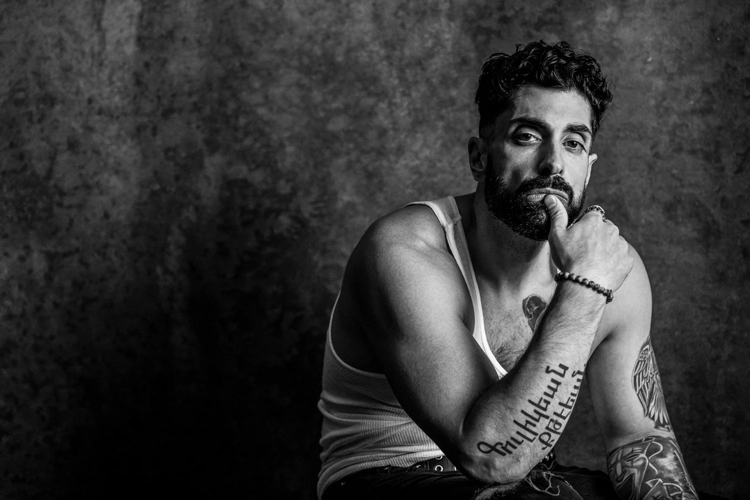 Cinematic edgy theatrical headshot - Los Angeles celebrity actor Johnny Kulegian
