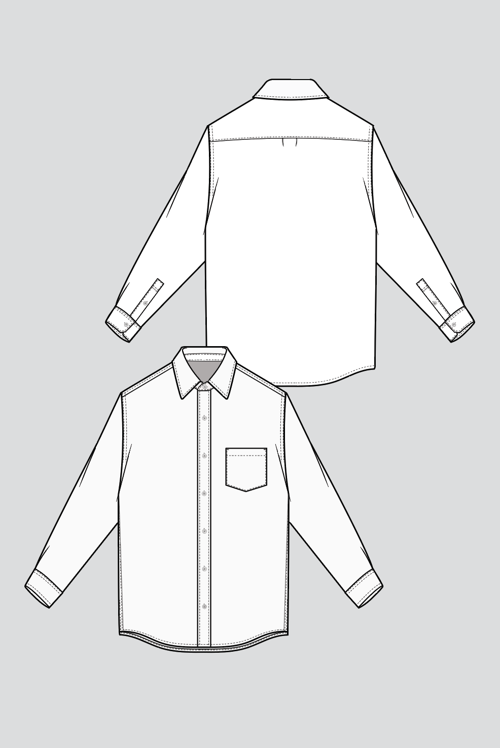 BUTTON UP SHIRT FLAT TECHNICAL SKETCH