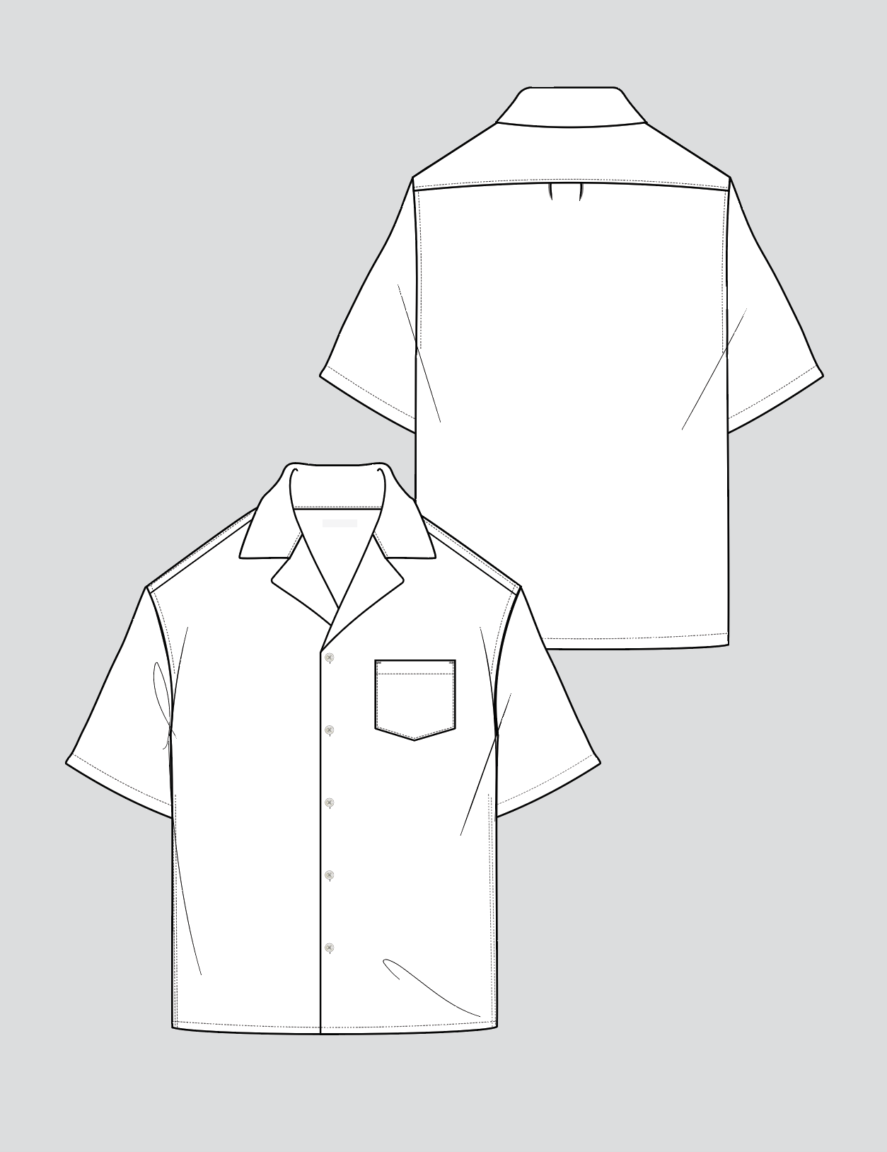 CAMP SHIRT FLAT TECHNICAL SKETCH