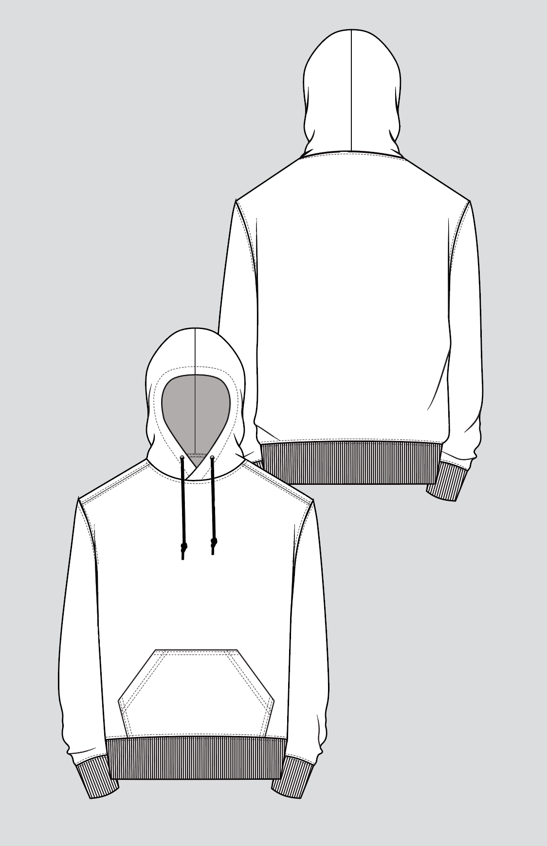 HOODIE FLAT TECHNICAL SKETCH