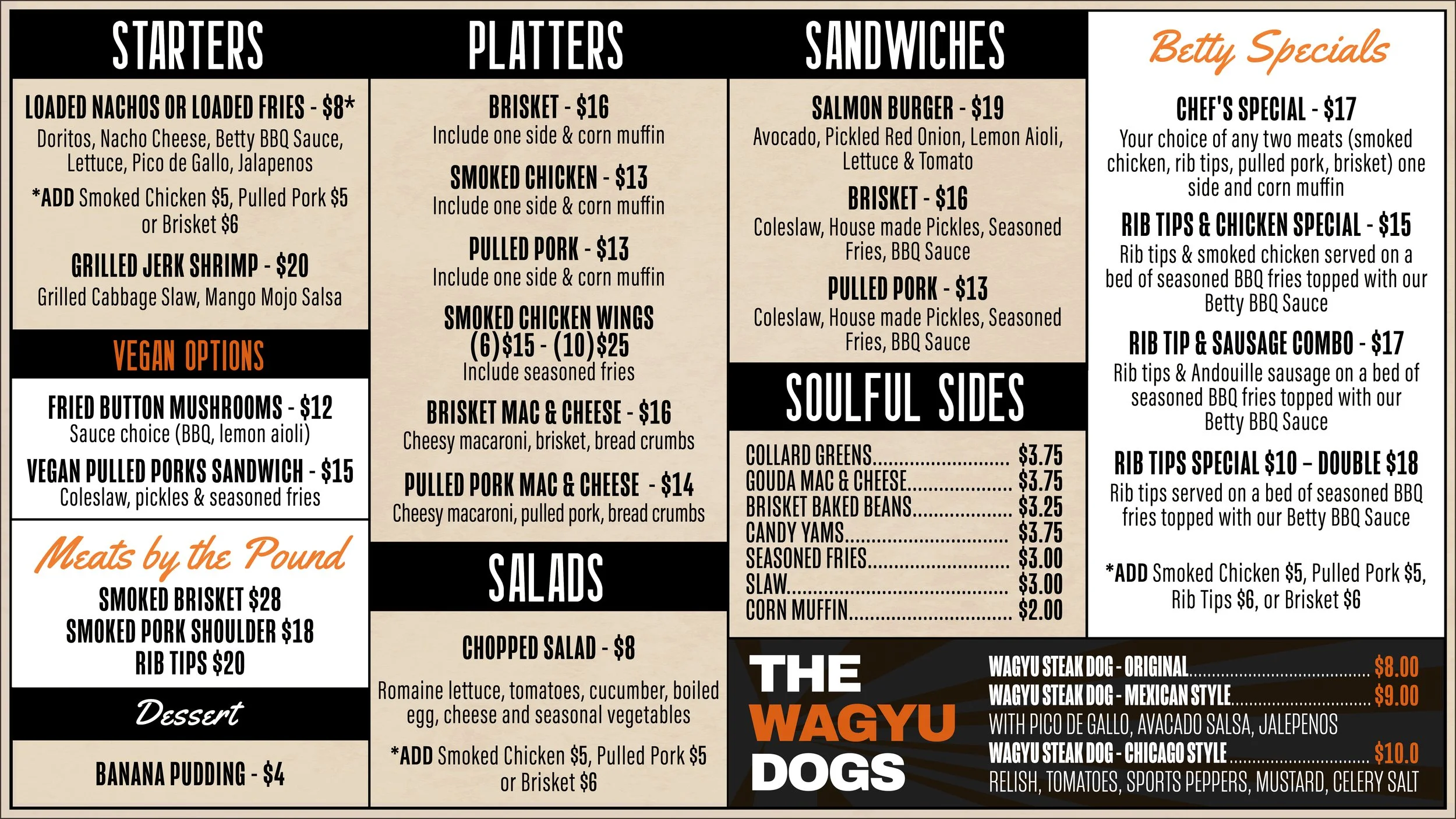 Restaurant Menu — Lexington Betty Smokehouse