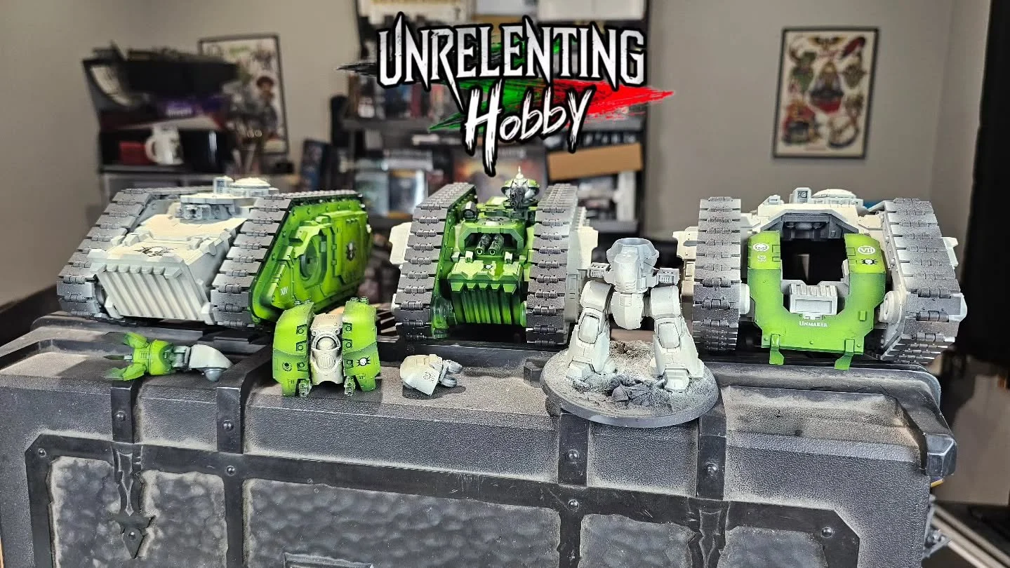 After a bit of bed rest prescribed by witch doctor leech peddlers, it's time to get some Death Guard finished!

What's on your desk right now?

Peace! 🤘🏻

Www.unrelentinghobby.co.uk

#warhammer #warhammer40000 #horusheresy #deathguard #30k