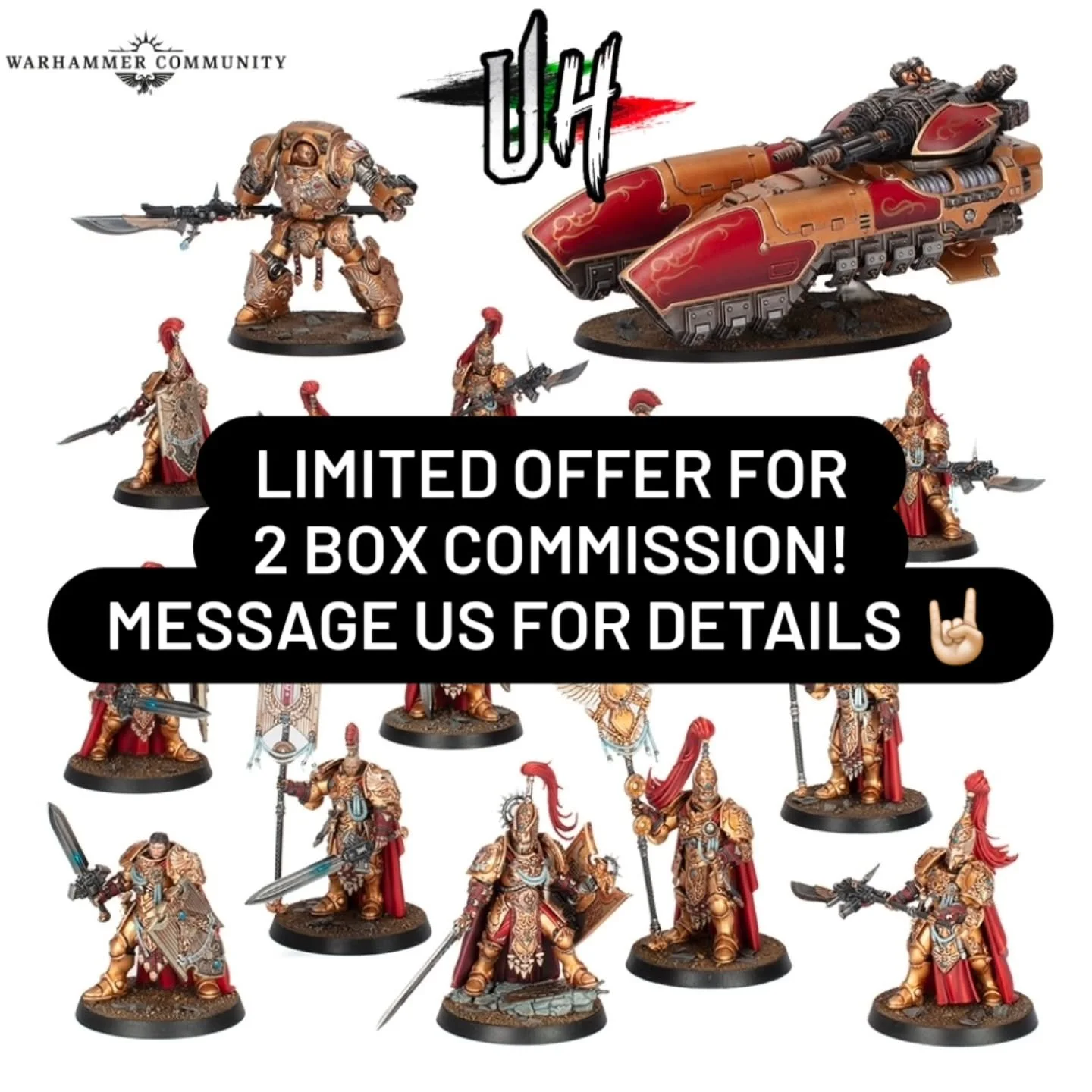 Reach out to us quick time. If you'd like a box or two building and painting upon release for a special offer price with a good saving!

Drop us a message and let's get your Custodes ready to annoy everyone in your gaming group.

Peace! 🤘🏻

Www.unr