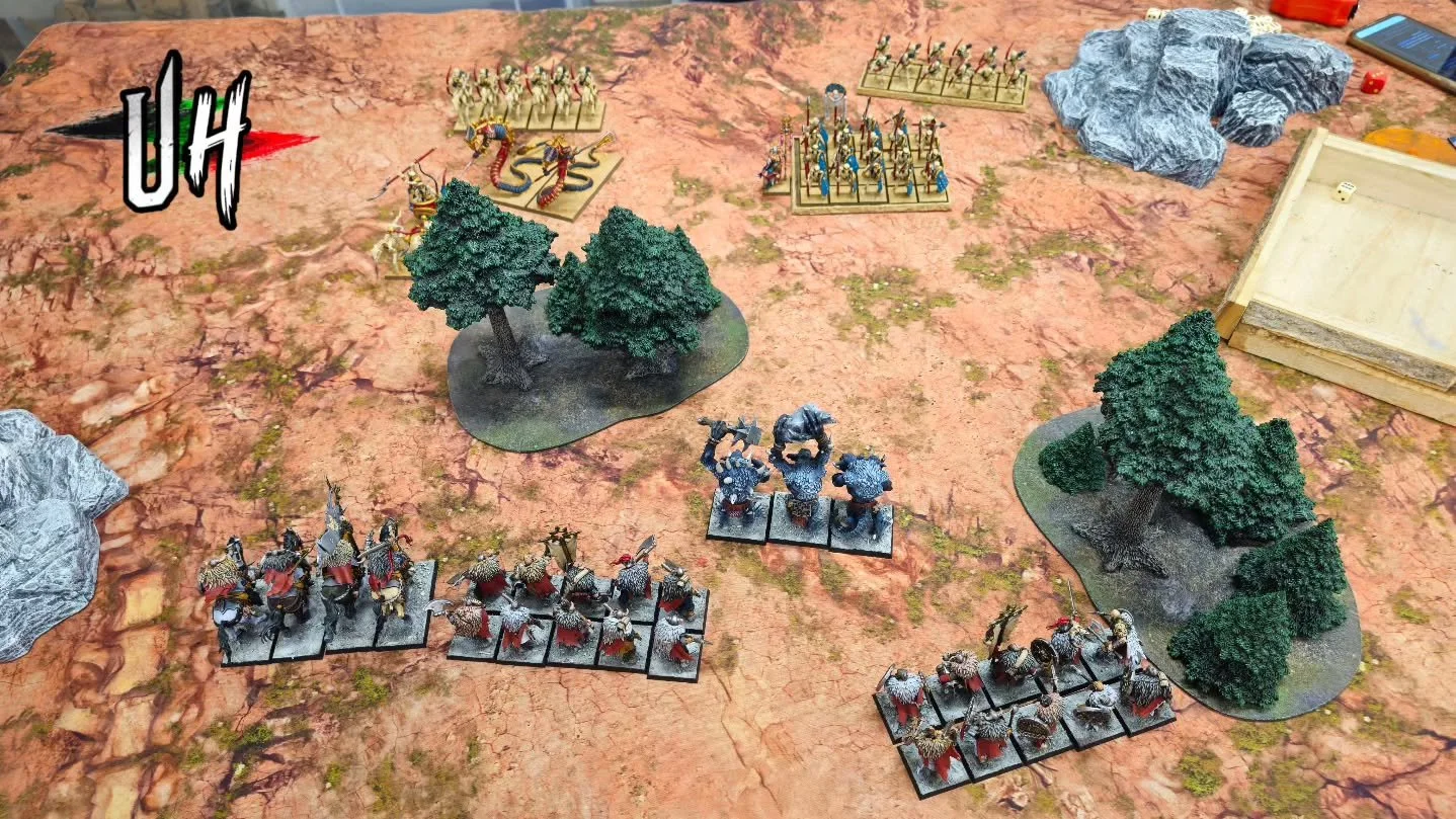 Last night my Warriors of Chaos got their debut against @kreative_minipainting and his resplendent very shooty Tomb Kings. There was heaps of bacm and forth and the pendulum of war swayed to and fro. But my humble Marauders in fur and leather couldn'