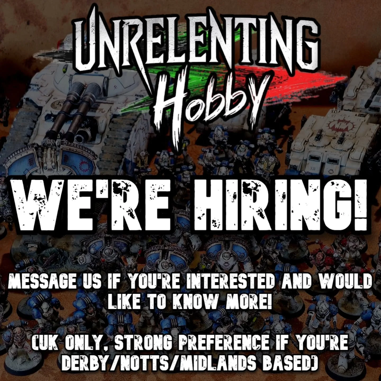 Share this out and tell your friends!

Lord have mercy if it ain't time to add another soul to Team Unrelenting!

We're looking for another artist to join us on a freelance basis. If you'd like to find out about the role, including the painting level