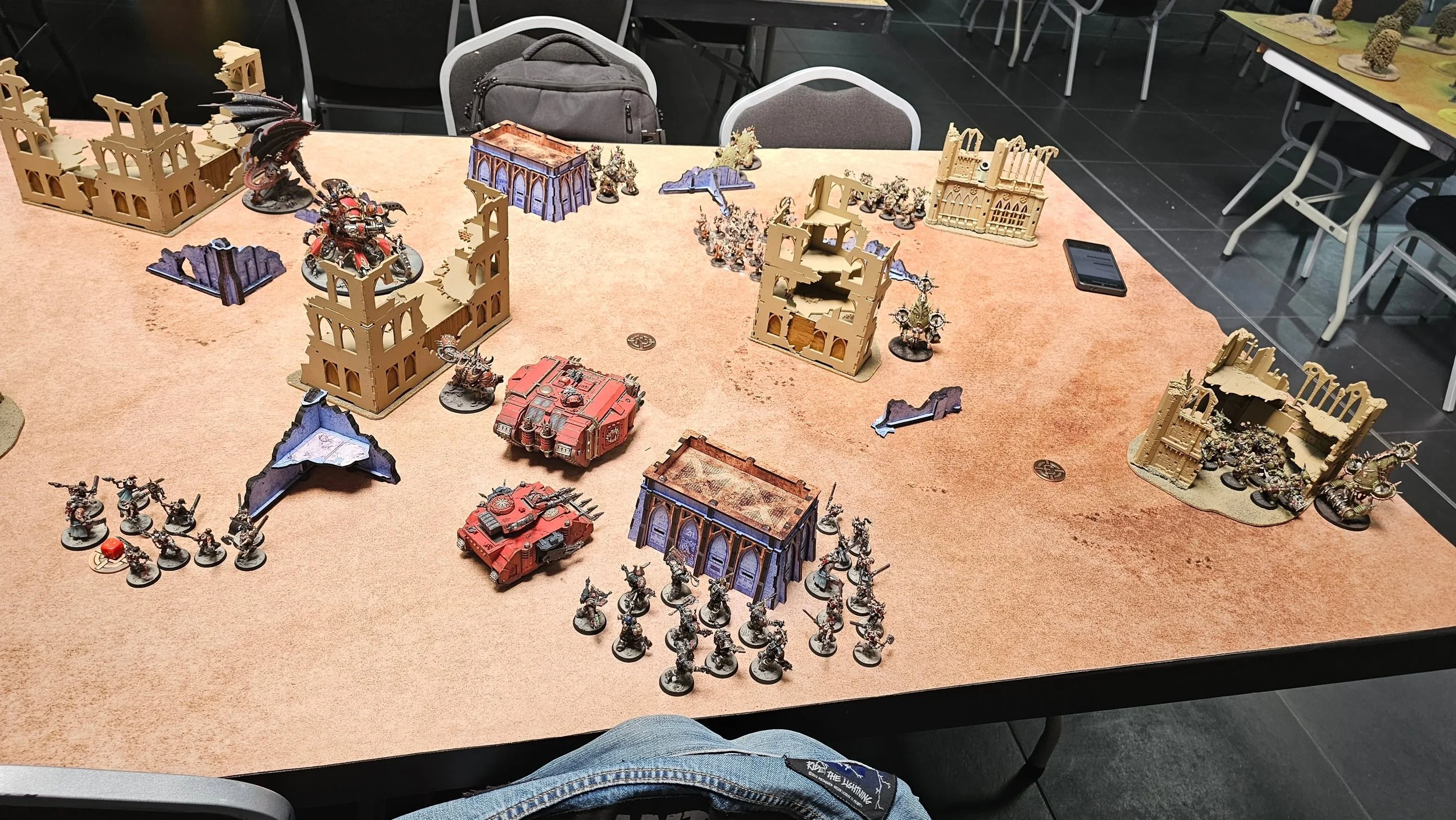 First game of the weekend was 2000 points of 40k against Kenny and his Death Guard. It was a brutal game with a very close result despite the World Eaters almost tabling the Death Guard, with 60-58 going to the XIIth. A wicked time and great start to