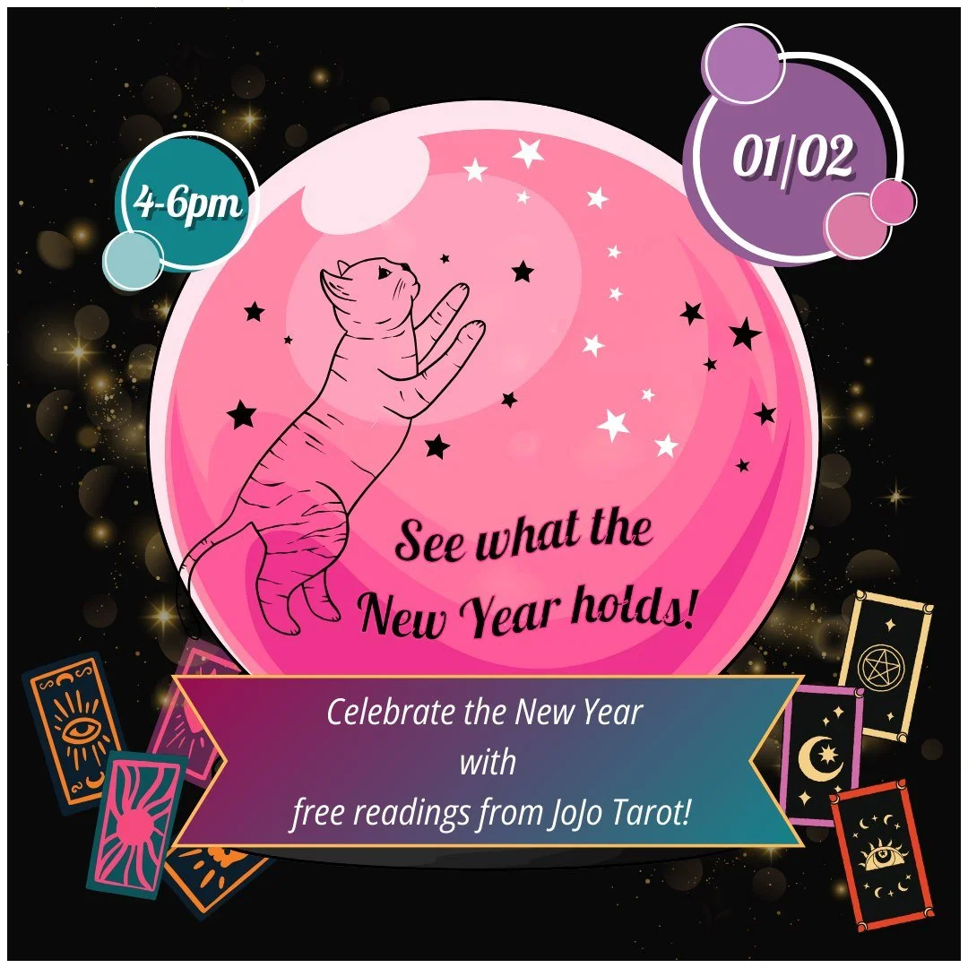 Celebrate the New Year with Kismet and JoJo Tarot! 01/02 4-6pm. #kismetmoment #kismetconsignment #kismet #tarotreading #newyear2026