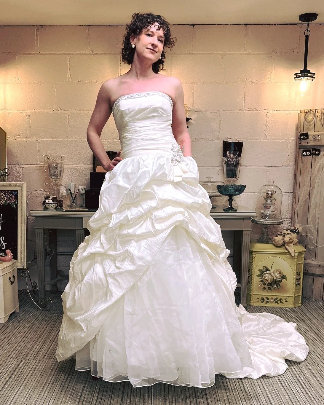 It's Wedding Wednesday again! Here's a few more shots of beautiful dresses BOB has. Today we're highlighting funky skirt gathers and pickups. Thanks to Abigail Marcus for modeling. #brideonabudget #weddingwednesday #kismetmoment #kismetconsignment #k