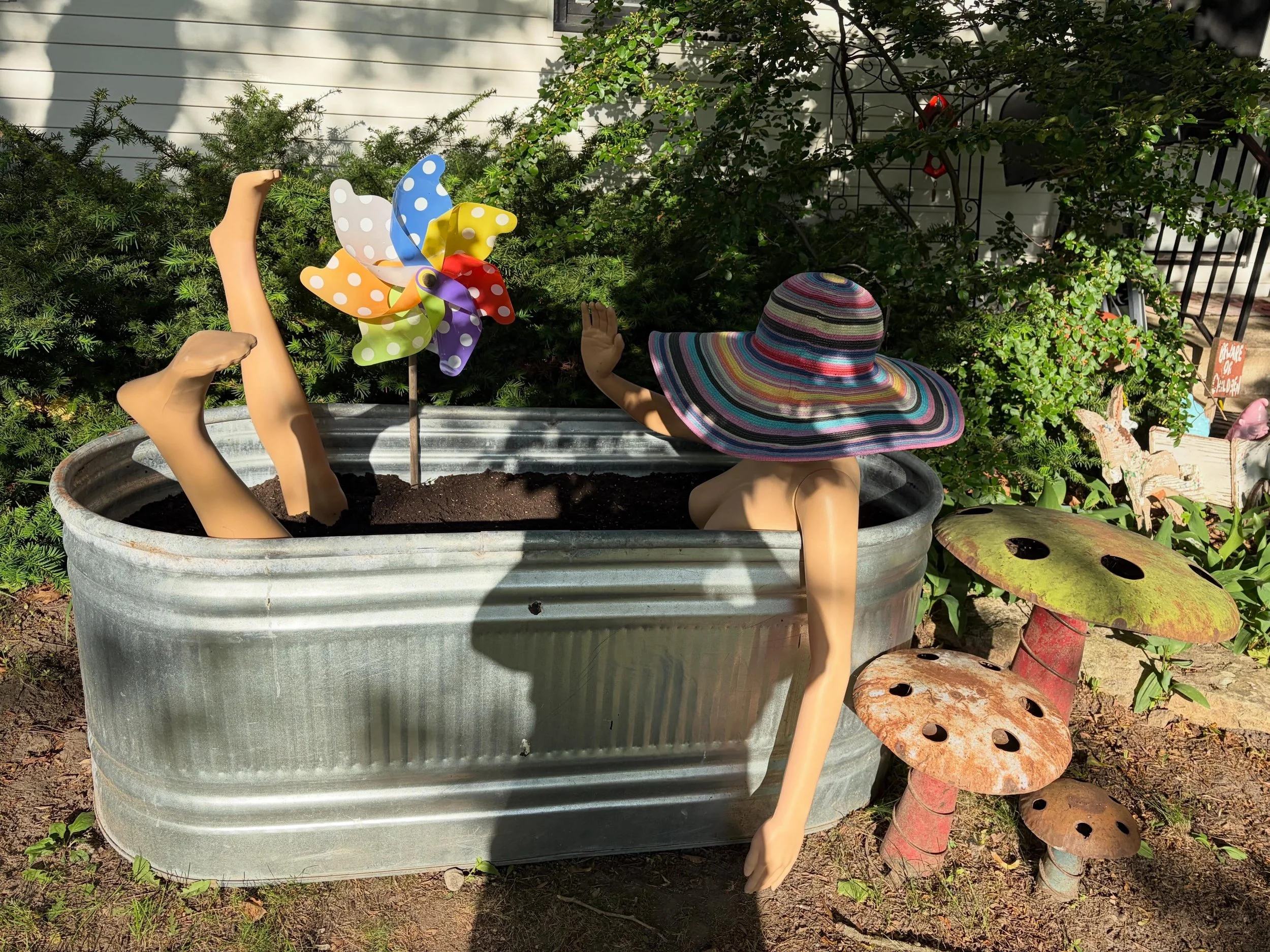 Janet has retired from the shop and is now living with me &hearts;️ Planted some Minnesota wild flowers to keep her company.