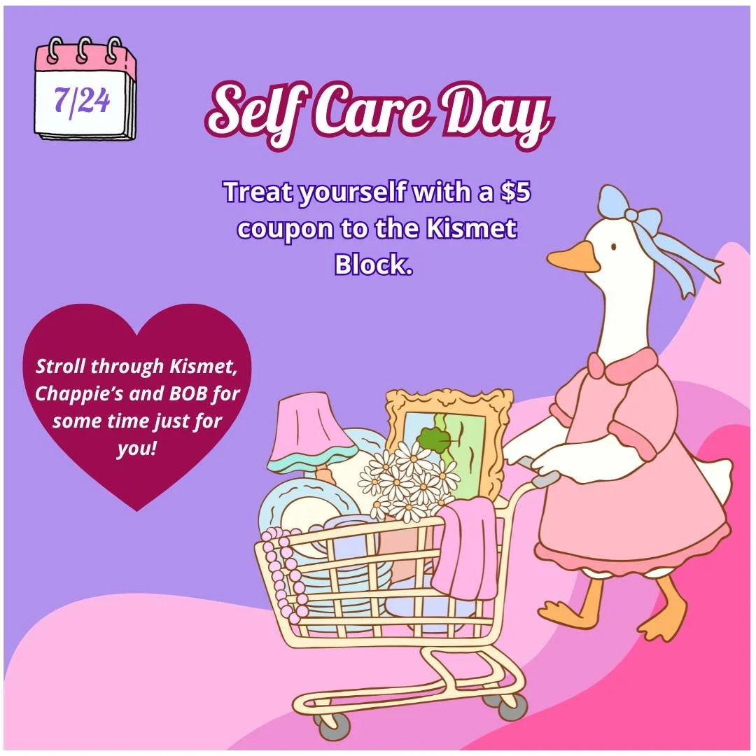 Thrifting can be a great way to relax and enjoy beautiful treasures. Take care of yourself and let off some steam next week with a free gift card on us!