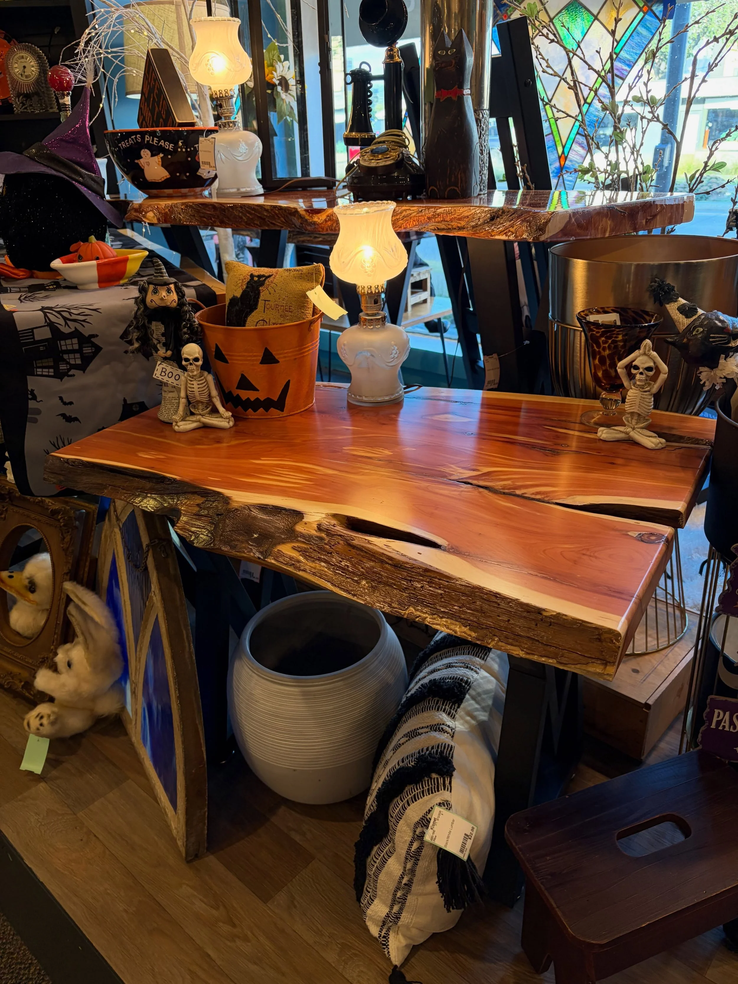 Handmade live edge tables, 3 console and 1 end table. Absolutely gorgeous!