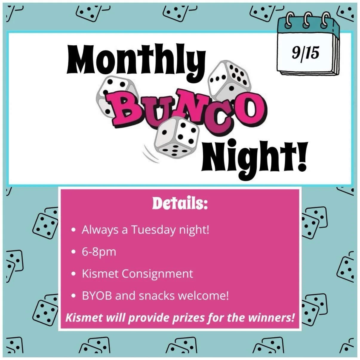 Mark your calendars Bunco buddies 💕