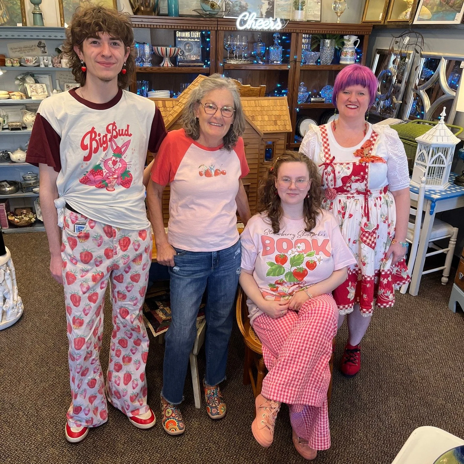 It's Strawberry Day at Kismet! We noticed a theme in outfits we wore often so we decided to all match up today. Multiple pieces of our fits were sourced from Kismet and Chappie's of course. Thanks to Gabe, Ruth, Jordan, and Danielle for the fun! #str