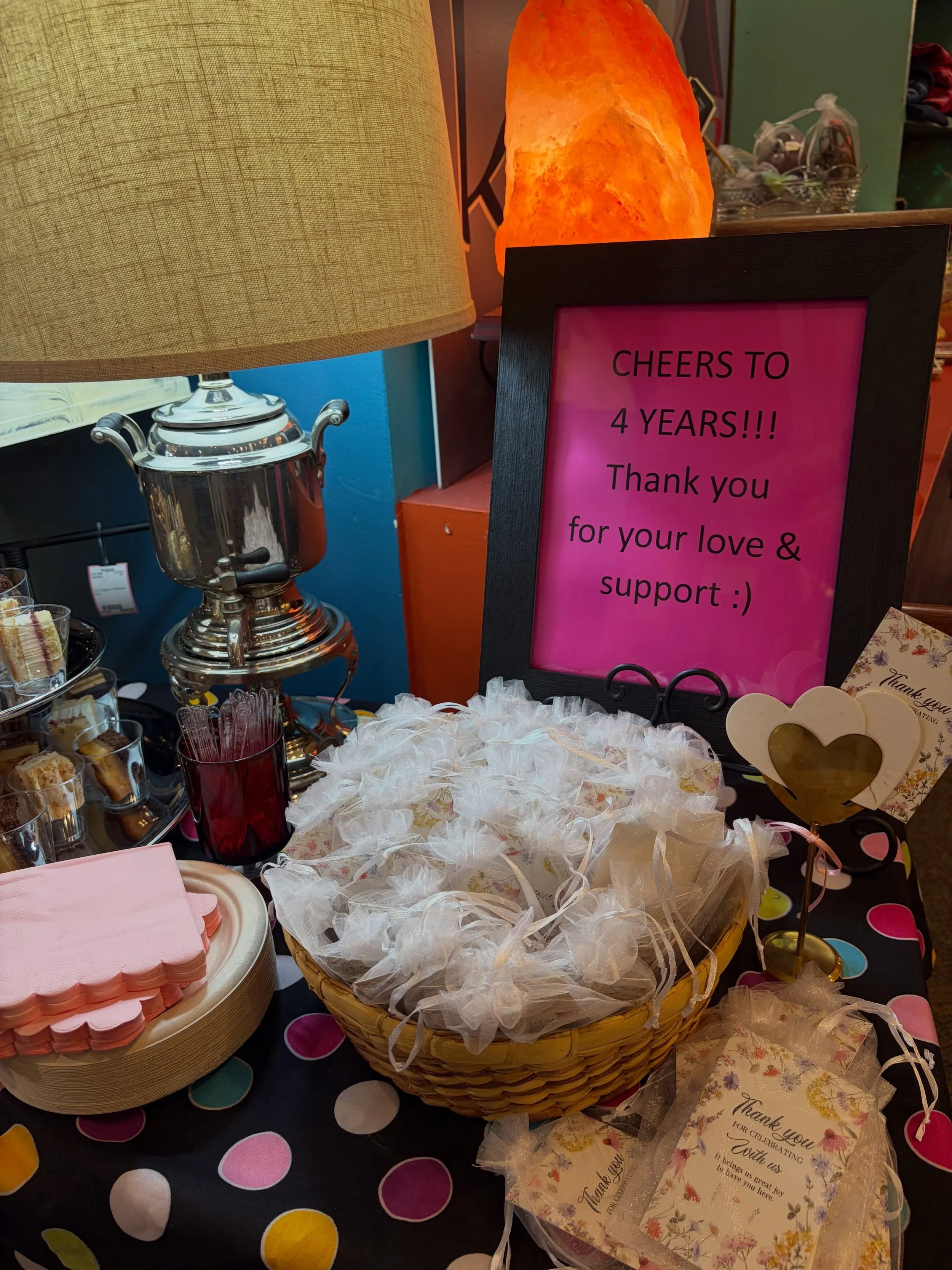 Thank you for a wonderful 4 years! Cheers to many more. Shout out to Penny for building this business and trusting me to keep her alive and thriving &hearts;️ Stop in for a treat and thank you gift!