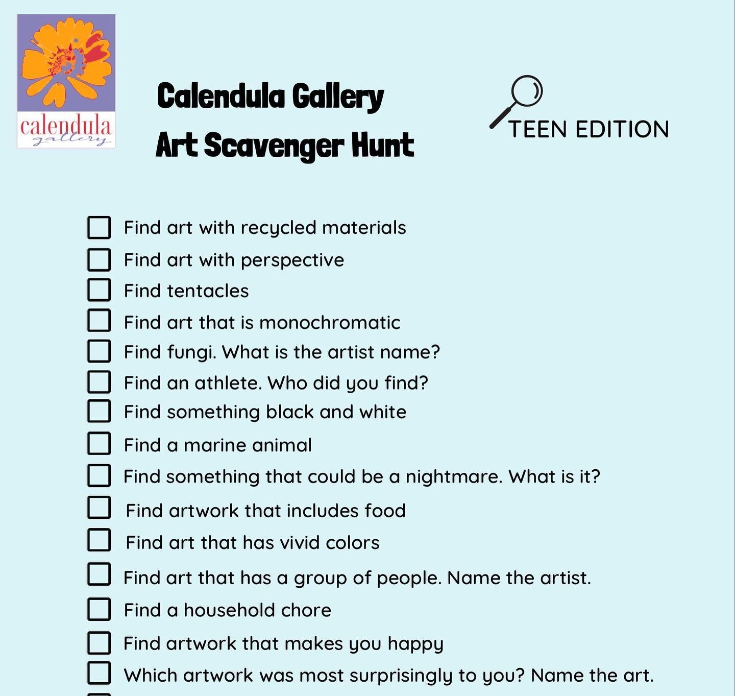 Come play our Art Scavenger Hunt starting Saturday. Kid, teen and adult versions!  Stop in after shopping @stpaulfarmersmarket #artactivities #gallery #cheapdate #familyfun