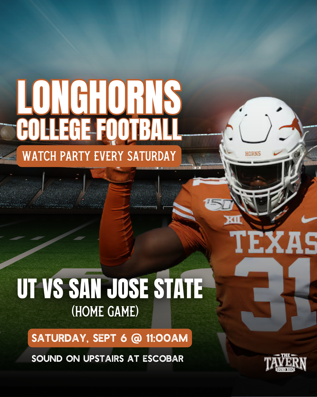 UT vs San Jose State | College Football Watch Party at Round Rock Tavern