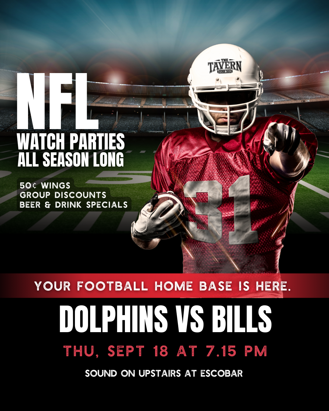 dolphins vs bills | NFL Watch Party at Round Rock Tavern
