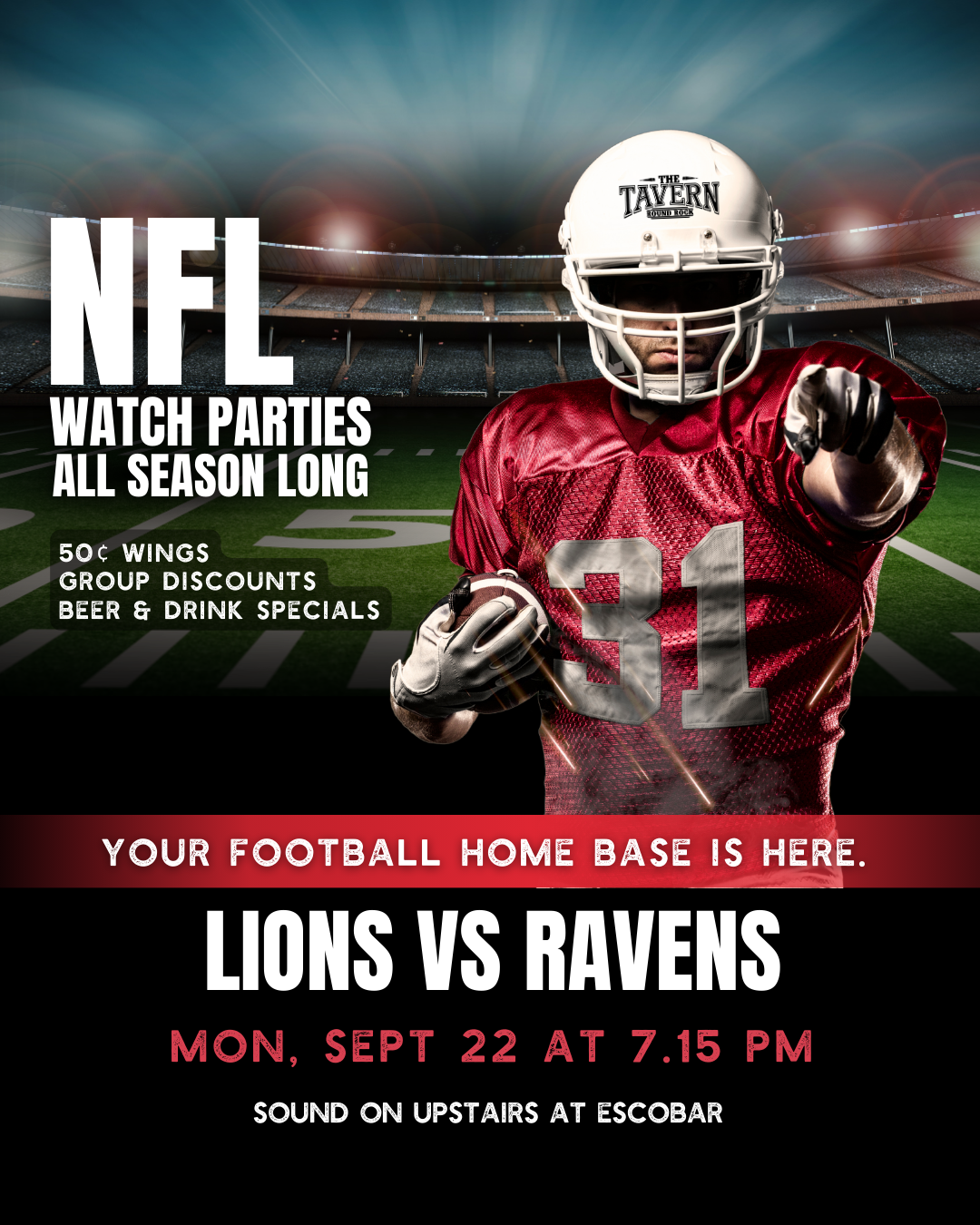 Lions vs Ravens | NFL Watch Party at Round Rock Tavern