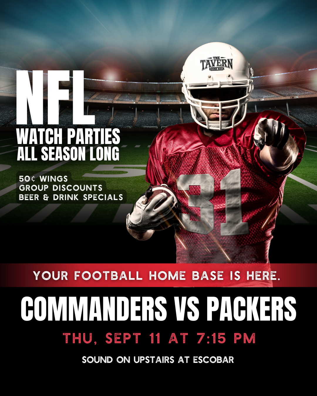 Commanders vs Packers | NFL Watch Party at Round Rock Tavern