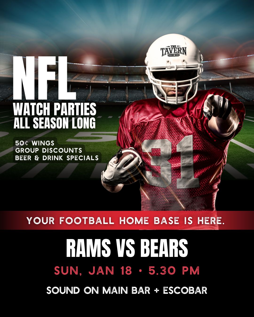 Rams vs Bears | Watch Party at Round Rock Tavern 