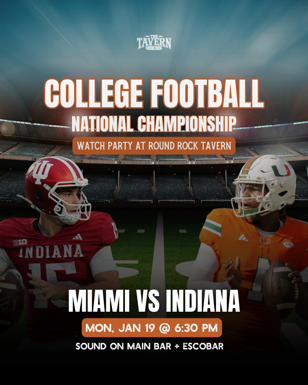 Miami vs Indiana College Football National Championship | Watch Party at Round Rock Tavern 