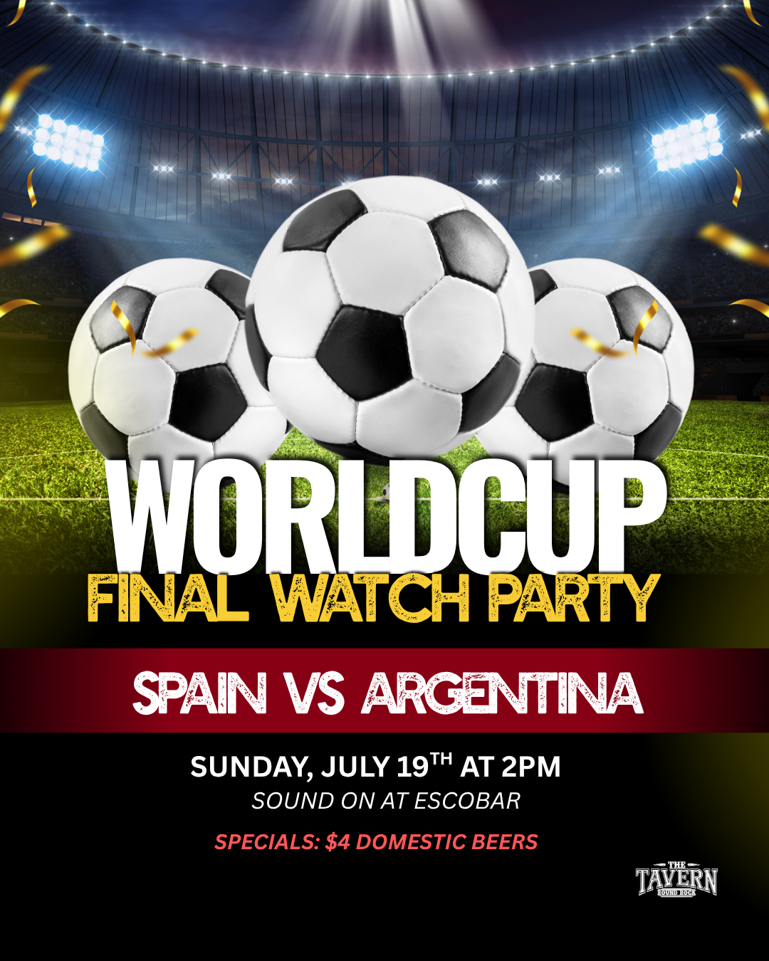 World Cup Final 2026 Watch Party at Round Rock Tavern | Spain vs Argentina
