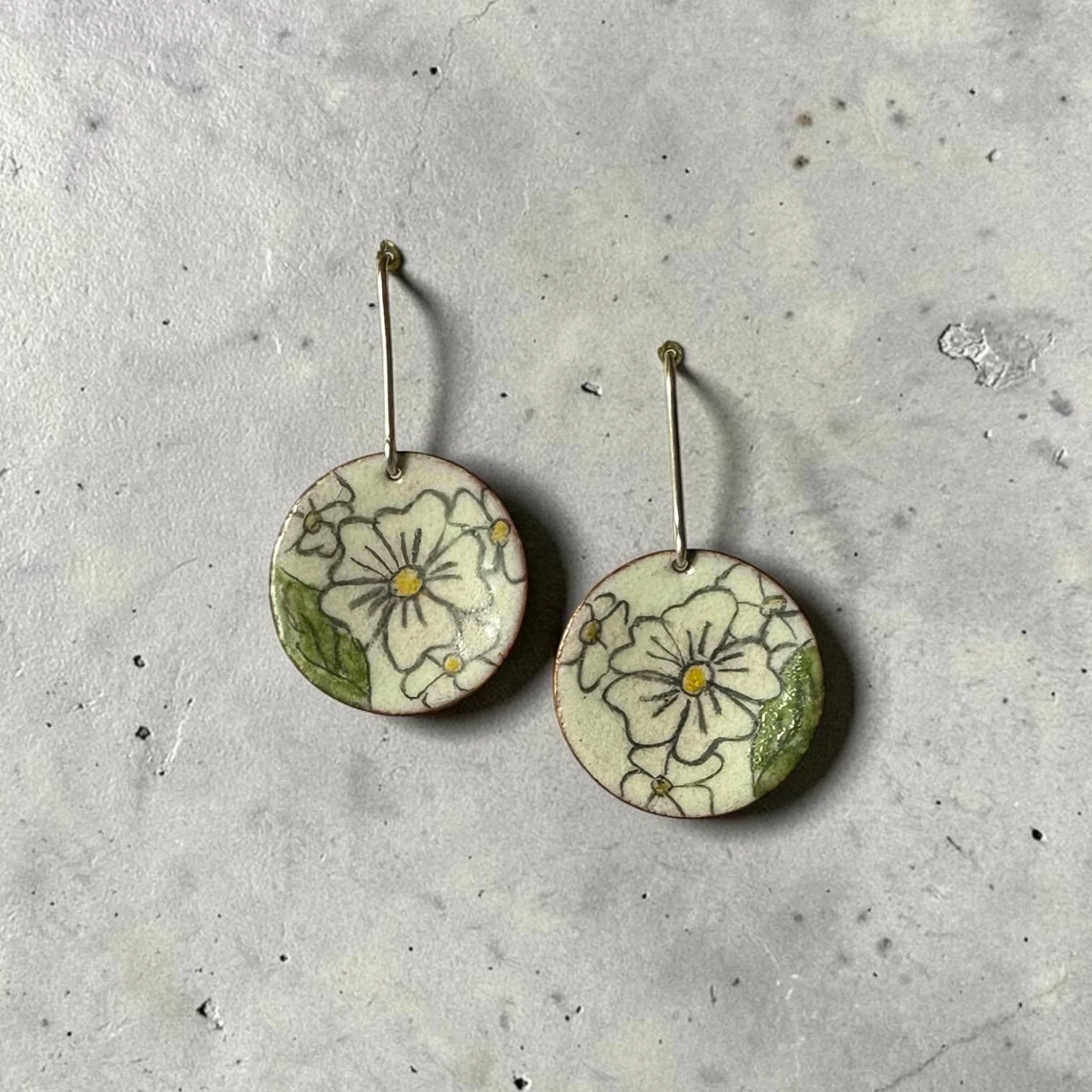 Flower enamel earrings