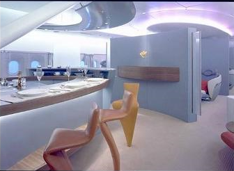  Airbus A380 First Class bar area. 