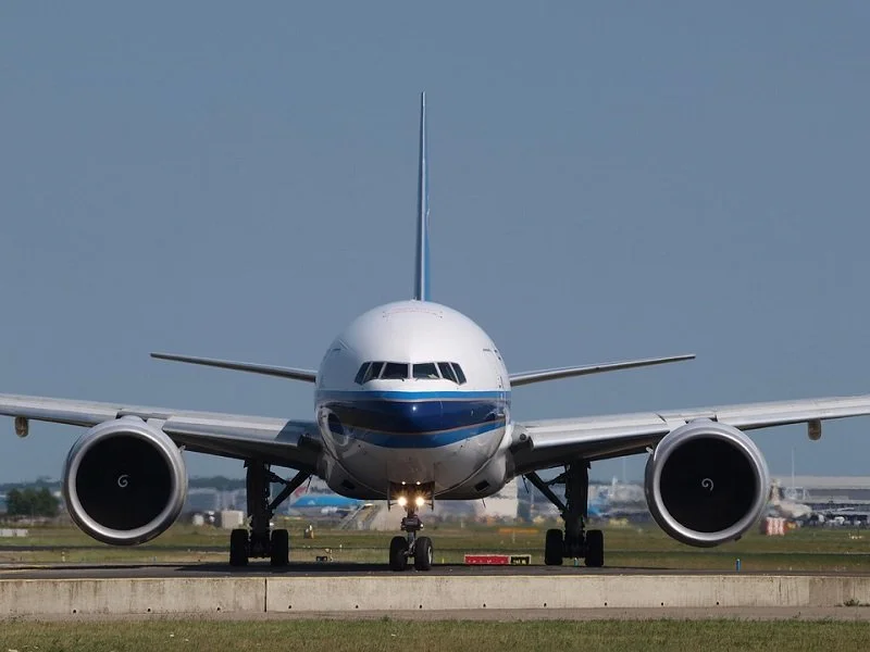  This Boeing 777 of China Southern Airlines illustrates the power and size of the giant jet engines that power it. These airliners are becoming the long-range flagships of most major airlines today and are certainly the way of the immediate future. 