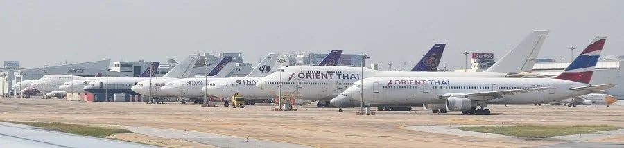  Airliners are stored at Don Muang Airport in Bangkok. 