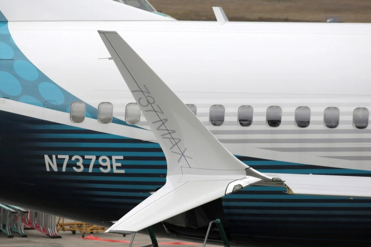  This view shows the distinctive Boeing 737 MAX winglet. Two smaller winglets mean that there is less weight required than for a more robust single longer span. In addition, it means that a significant addition wing surface is added whilst still being able to fit into Gate size C at airport terminals. Will we see this design feature included in the Boeing 797 design? 