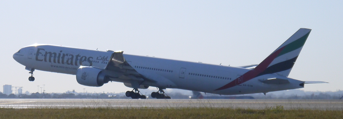  An Emirates Boeing-777-300 takes off in Sydney. 
