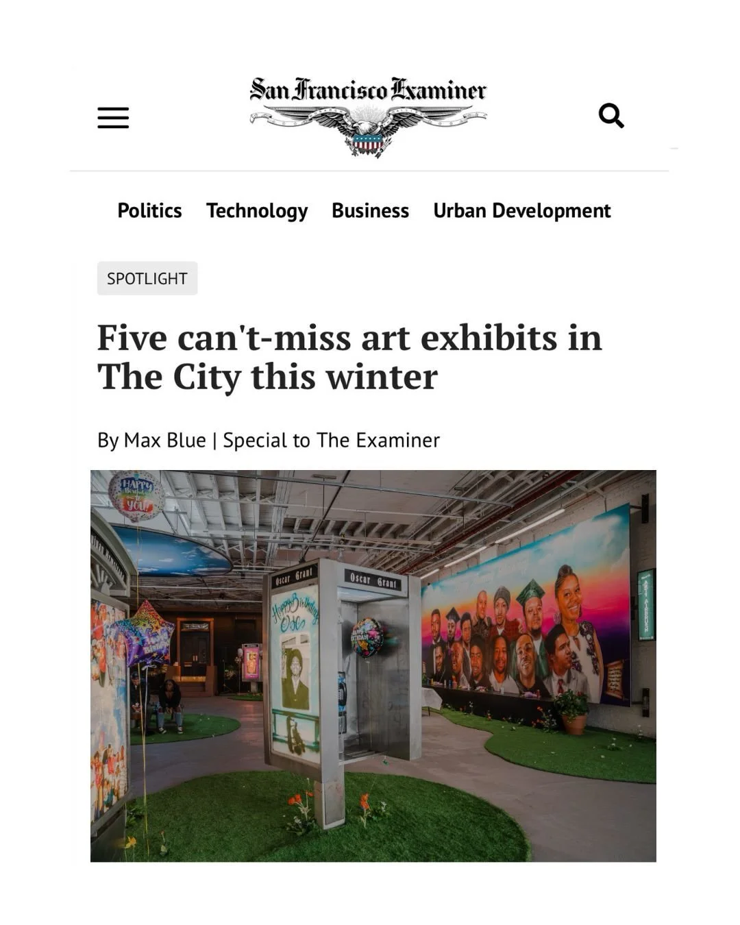Thank you @maxblueofficial for including 𝟭-𝟴𝟬𝟬 𝗛𝗮𝗽𝗽𝘆 𝗕𝗶𝗿𝘁𝗵𝗱𝗮𝘆, our new installation at #TheGuardhouse, in 𝗙𝗶𝘃𝗲 𝗖𝗮𝗻&rsquo;𝘁-𝗠𝗶𝘀𝘀 𝗔𝗿𝘁 𝗘𝘅𝗵𝗶𝗯𝗶𝘁𝘀 in #SanFrancisco this winter.

👉 Read the full list via the link in 