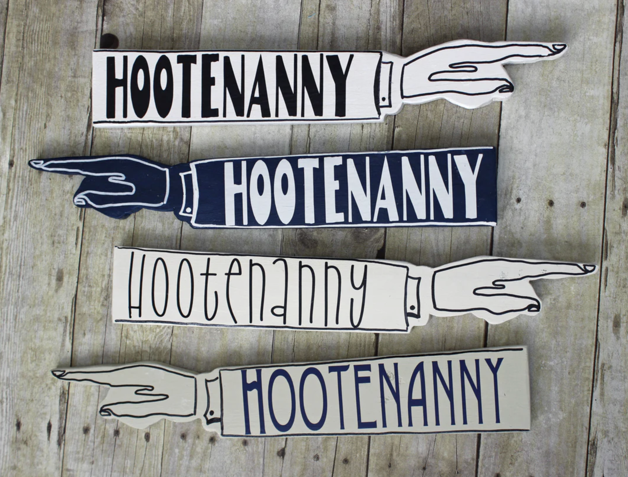 Sign that reads 'hootenanny'
