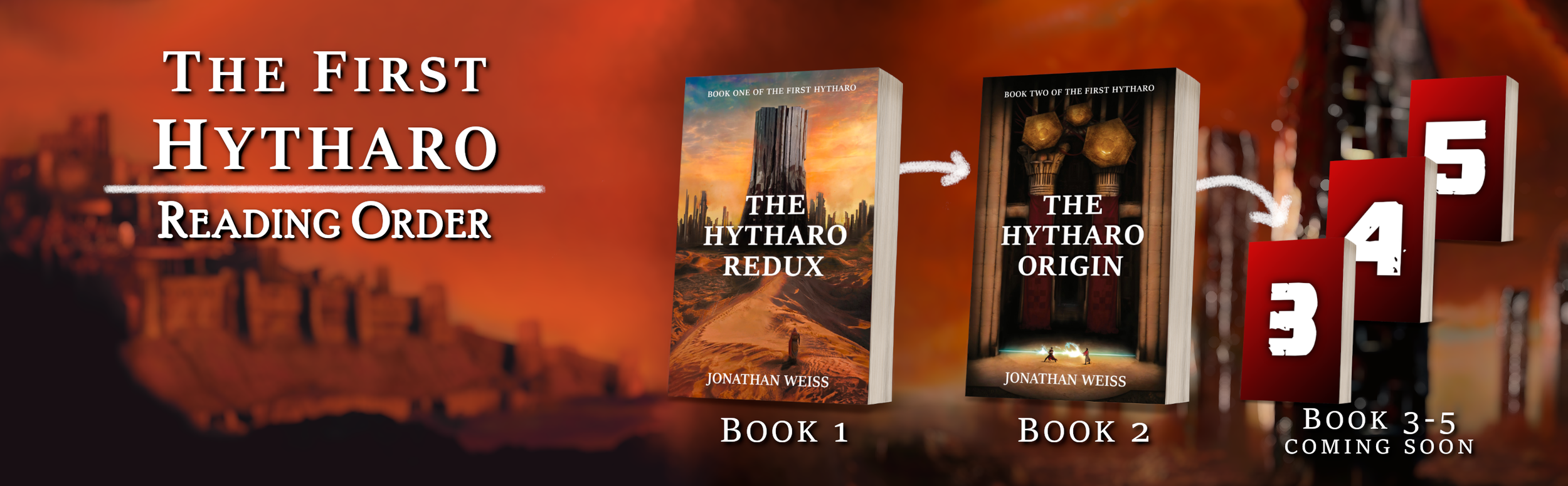 Reading order for The First Hytharo Book Series, written by Australian Science-fiction and Fantasy Author Jonathan Weiss.
