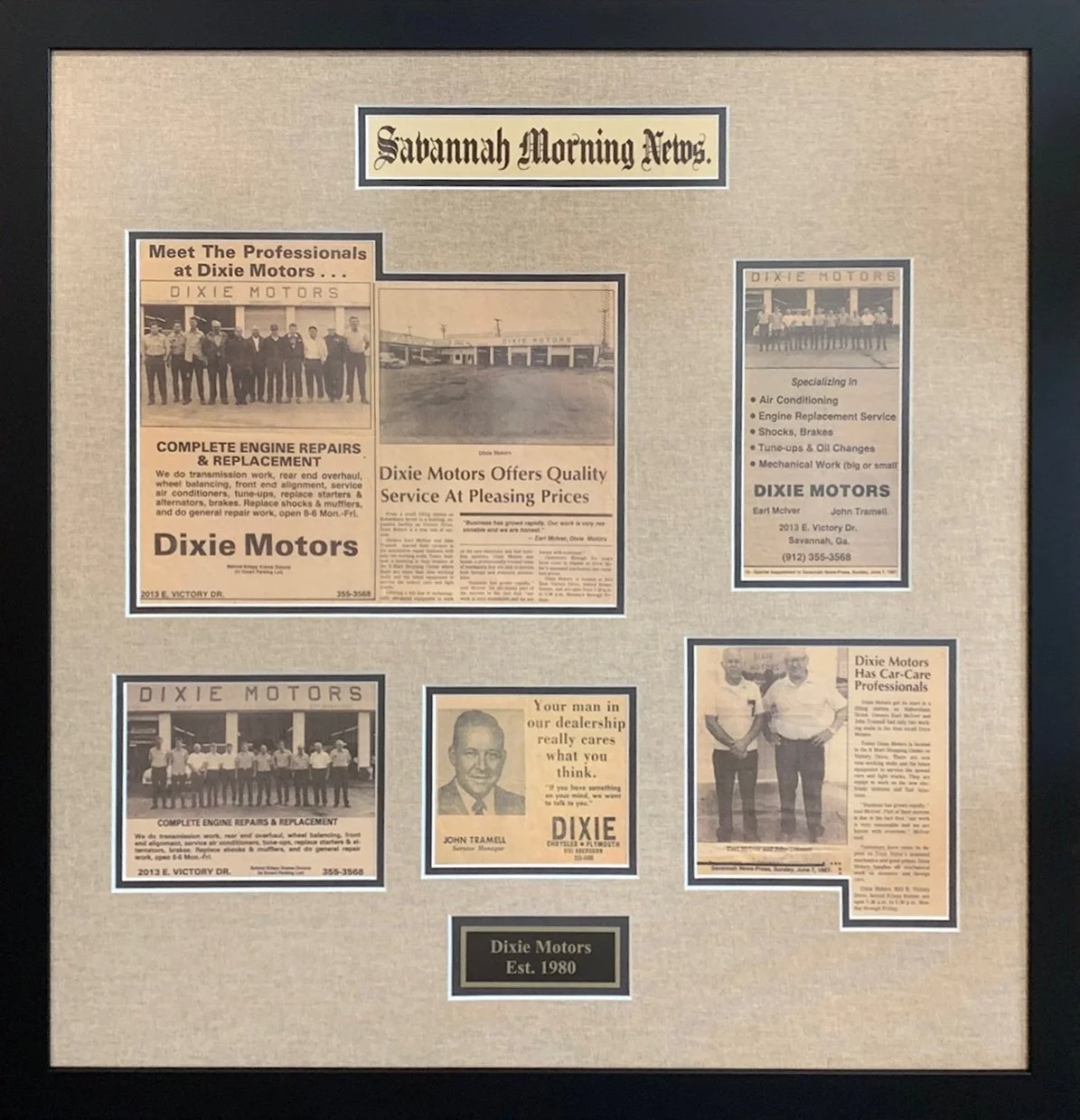 Newspaper framed with custom plaque