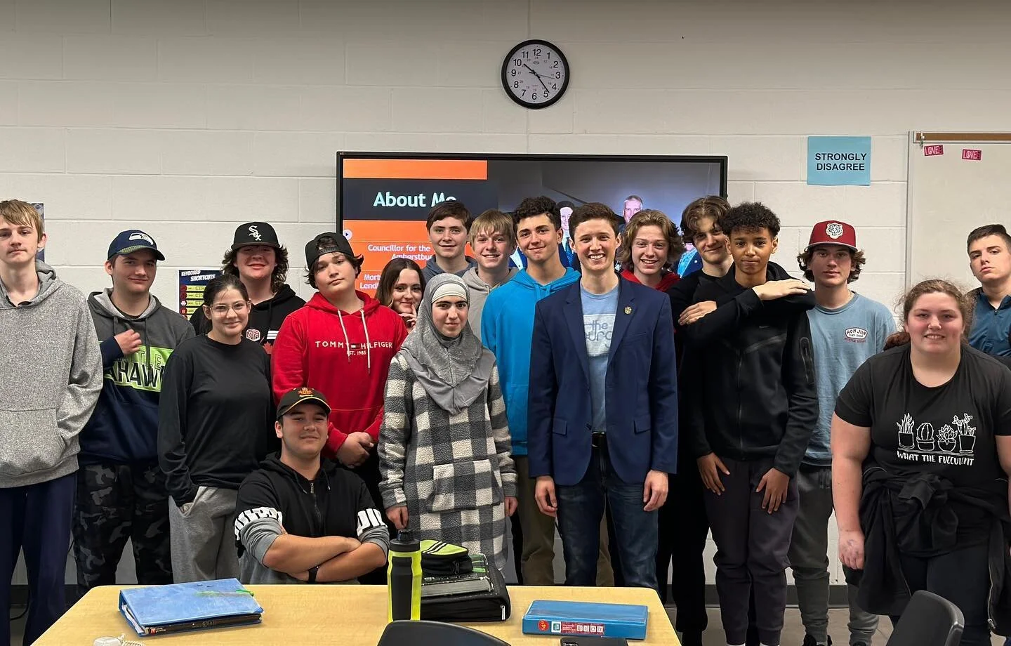 It is always a great time speaking with students about my role as a Town Councillor and how we can further support youth in Amherstburg. Thank you to @northstarhighschool&rsquo;s Grade 10 Civics Class for the warm welcome and helpful feedback!