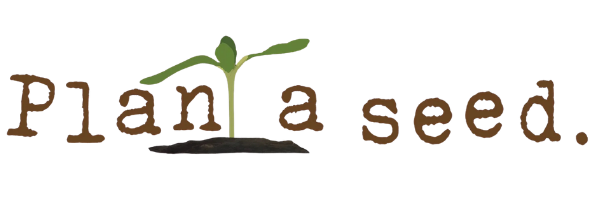 Logo with the text 'Plant a seed' and a small green sprout growing from the letter 't'.