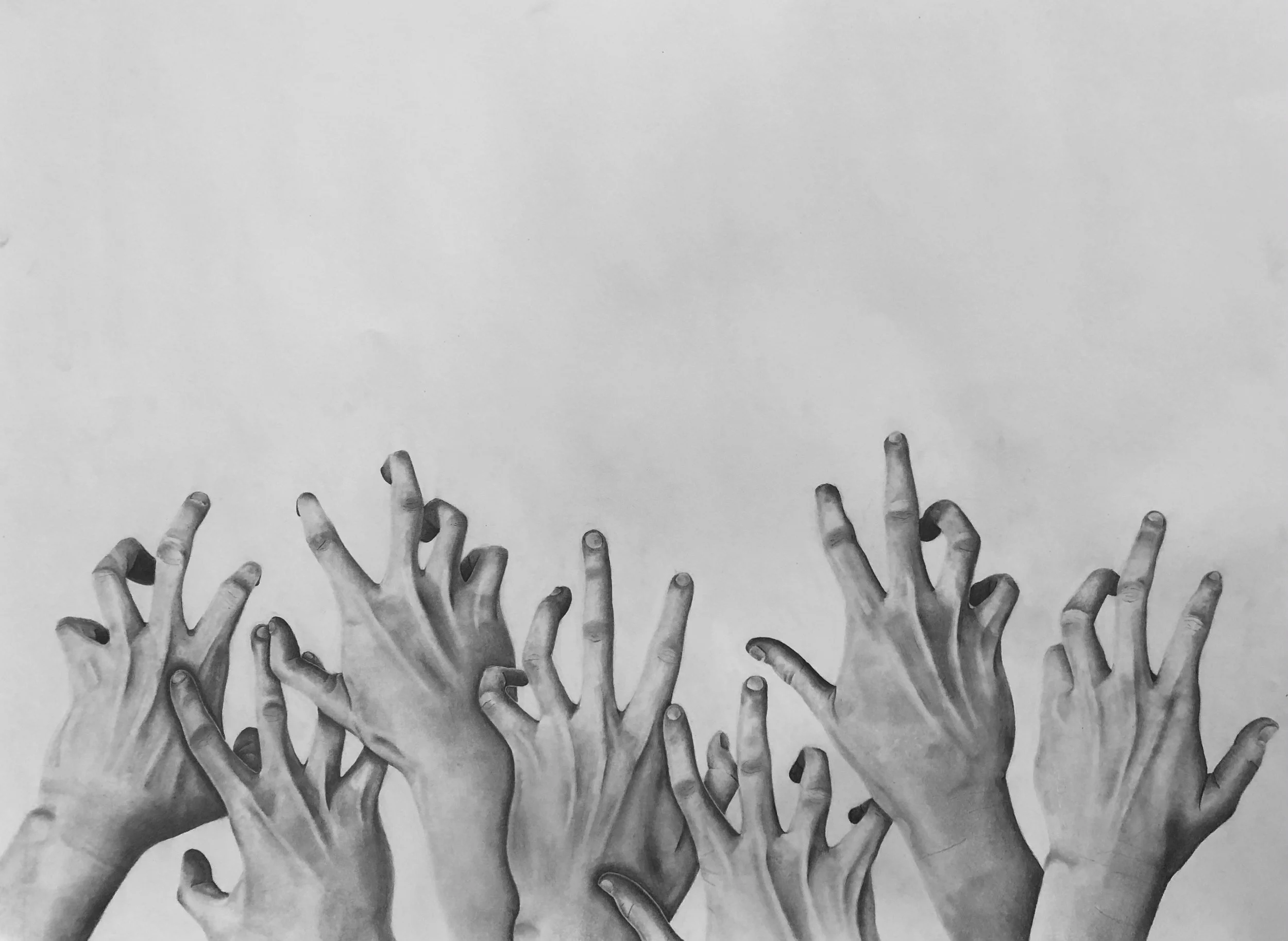 "Clawing." Graphite on paper, 2021 