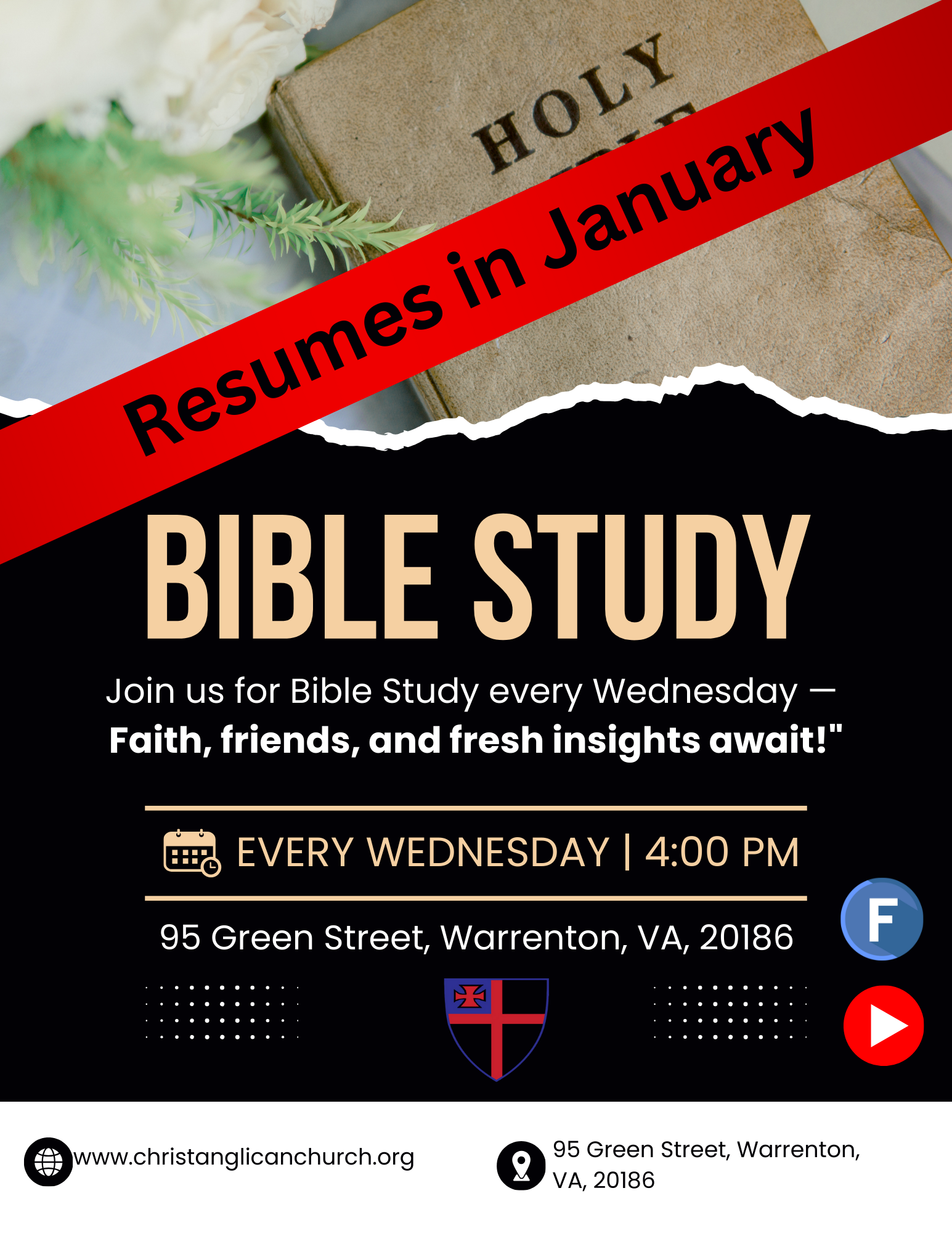 Bible Study - Resumes in January