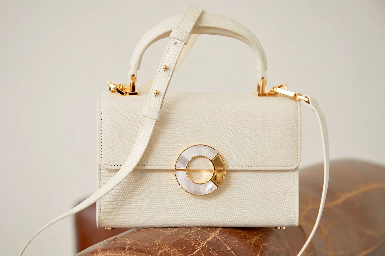 Renaissance Lizard - Mother Of Pearl Handbag