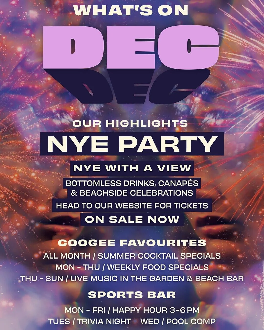 Silly season is officially ON at Coogee Bay Hotel. Long lunches, sunset spritzes, bottomless sessions, Christmas catch-ups, DJs, dancefloors and everything in between. December, we&rsquo;re ready for you.