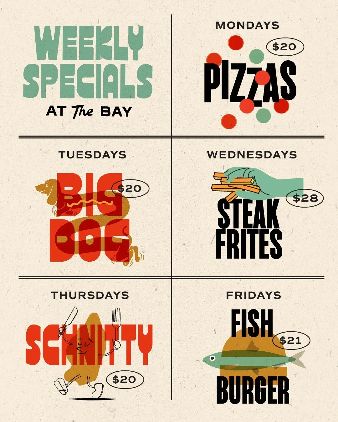 SWIPE 👉 to check out our NEW weekly specials.
From $20 pizzas to pub classics worth planning your week around.